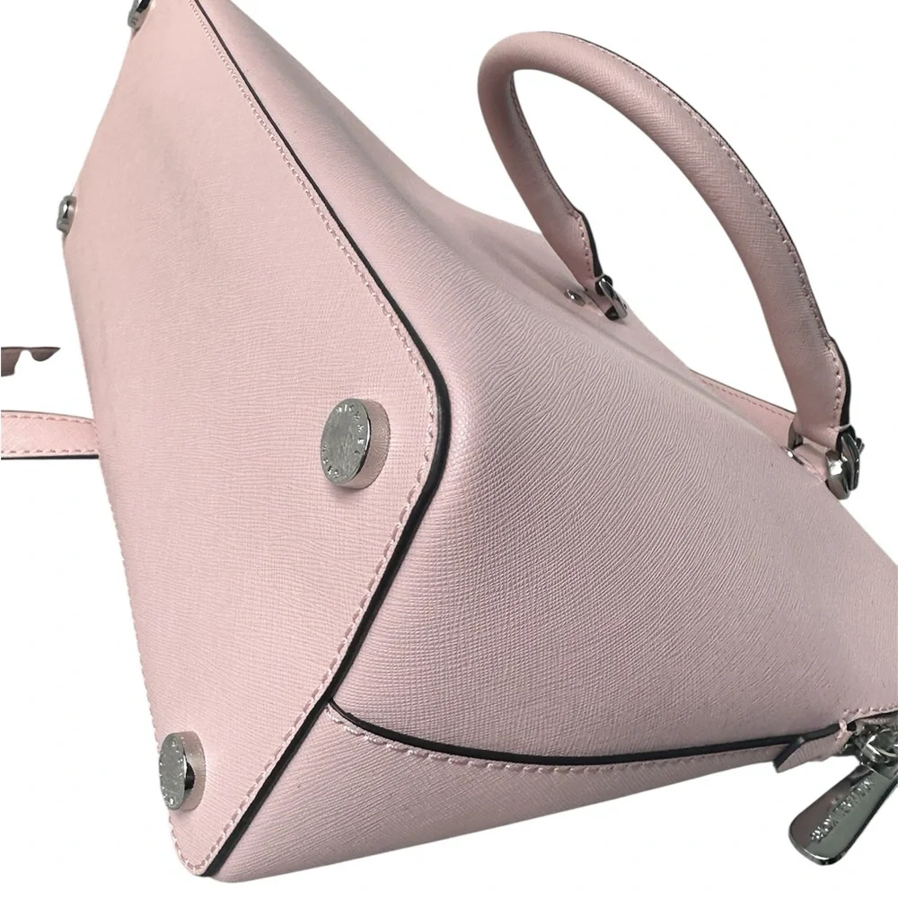 Michael Kors Blush Pink Saffiano Leather Dome Satchel Crossbody Bag - Picture 6 of 17